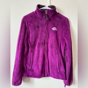 The North Face Faux Fur Purple Full Zip Jacket in Size Medium